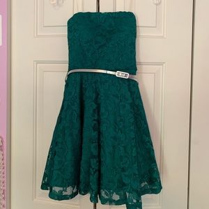 Strapless green lace dress. Never worn.